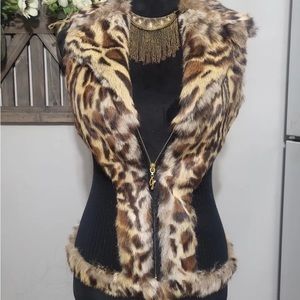 Leopard rabbit fur vest- Fits like a small